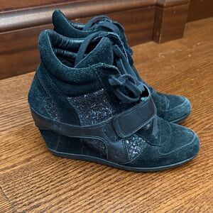 Ash Black High-Top Sneakers lace up wedge 35 5.5